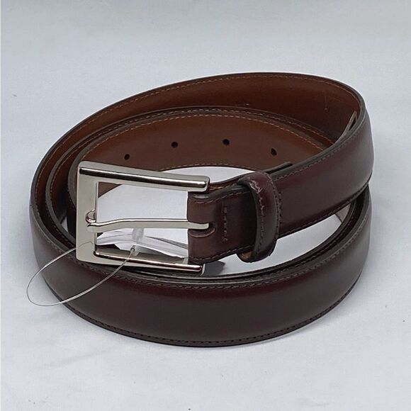 Saks Fifth Avenue Brown Leather Belt size 44 - Picture 1 of 12